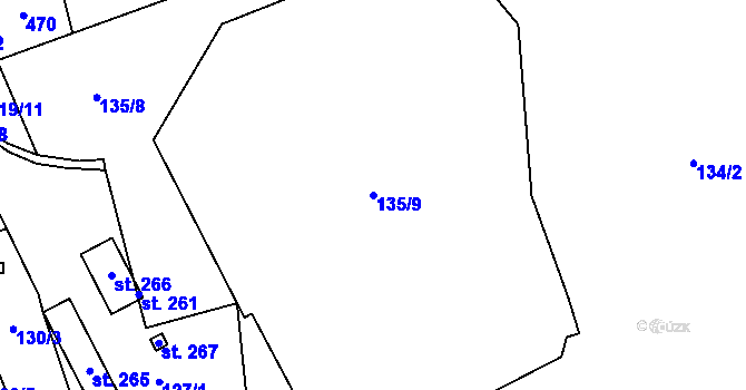 Parcela st. 135/9 v KÚ Cerekvice nad Bystřicí, Katastrální mapa