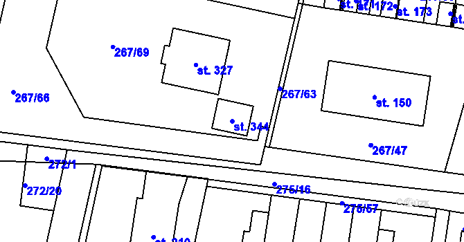 Parcela st. 344 v KÚ Cerekvice nad Bystřicí, Katastrální mapa
