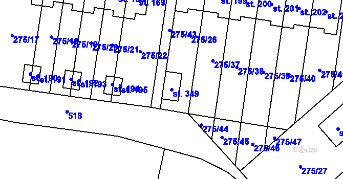 Parcela st. 349 v KÚ Cerekvice nad Bystřicí, Katastrální mapa