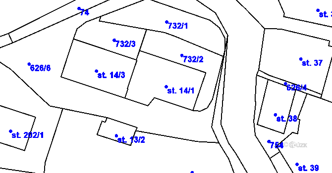 Parcela st. 14/1 v KÚ Cerekvice nad Loučnou, Katastrální mapa