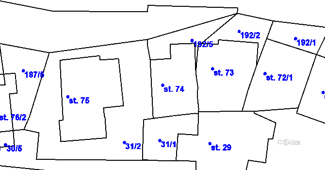 Parcela st. 74 v KÚ Cerekvice nad Loučnou, Katastrální mapa