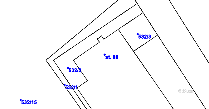 Parcela st. 80 v KÚ Cerekvice nad Loučnou, Katastrální mapa