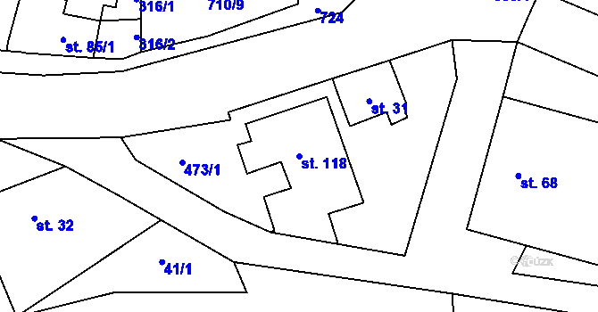 Parcela st. 118 v KÚ Cerekvice nad Loučnou, Katastrální mapa