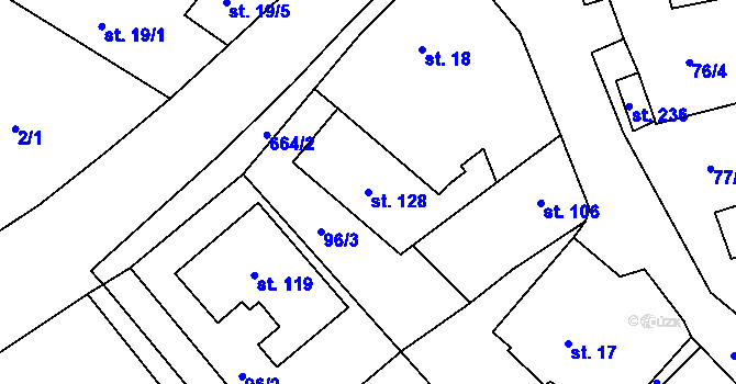 Parcela st. 128 v KÚ Cerekvice nad Loučnou, Katastrální mapa