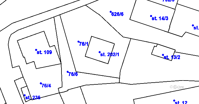 Parcela st. 202/1 v KÚ Cerekvice nad Loučnou, Katastrální mapa