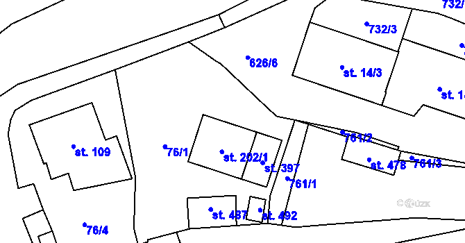 Parcela st. 202/2 v KÚ Cerekvice nad Loučnou, Katastrální mapa