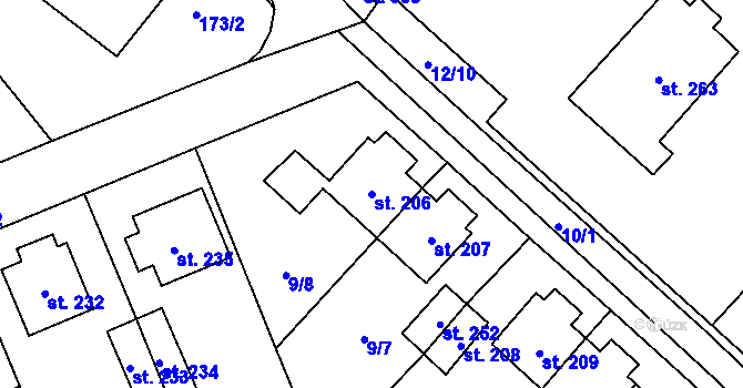 Parcela st. 206 v KÚ Cerekvice nad Loučnou, Katastrální mapa