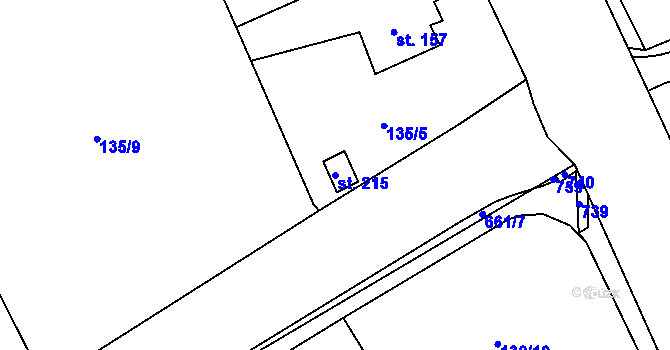 Parcela st. 215 v KÚ Cerekvice nad Loučnou, Katastrální mapa