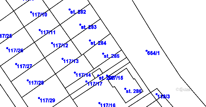 Parcela st. 285 v KÚ Cerekvice nad Loučnou, Katastrální mapa