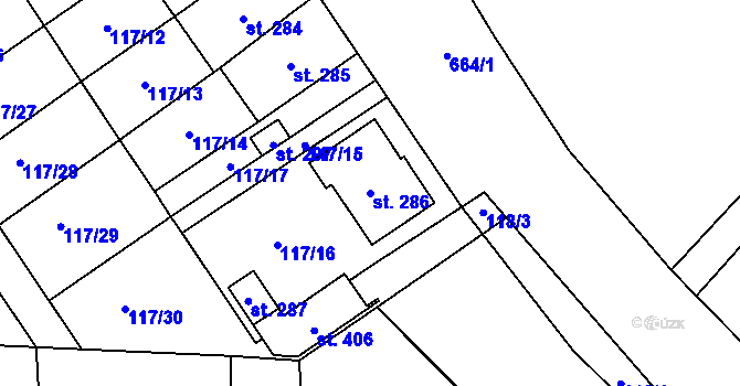Parcela st. 286 v KÚ Cerekvice nad Loučnou, Katastrální mapa
