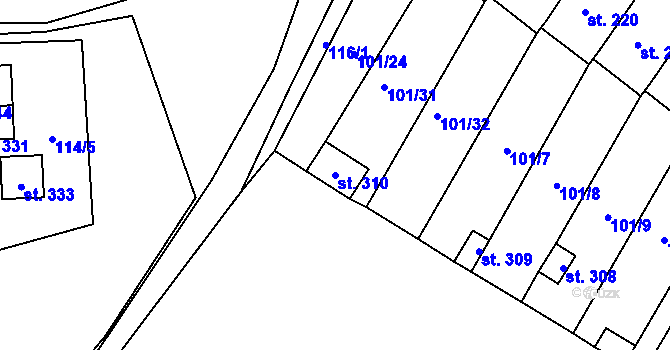 Parcela st. 310 v KÚ Cerekvice nad Loučnou, Katastrální mapa