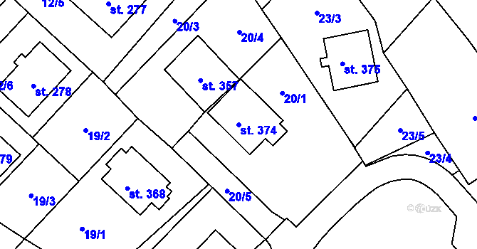 Parcela st. 374 v KÚ Cerekvice nad Loučnou, Katastrální mapa