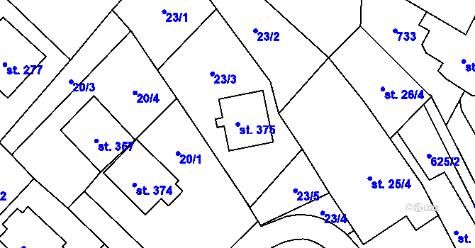 Parcela st. 375 v KÚ Cerekvice nad Loučnou, Katastrální mapa