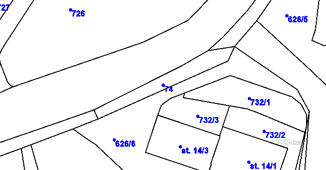 Parcela st. 74 v KÚ Cerekvice nad Loučnou, Katastrální mapa