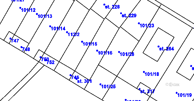 Parcela st. 101/16 v KÚ Cerekvice nad Loučnou, Katastrální mapa