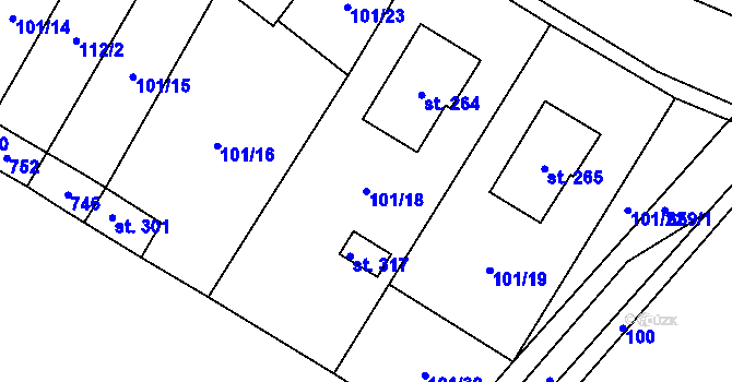 Parcela st. 101/18 v KÚ Cerekvice nad Loučnou, Katastrální mapa