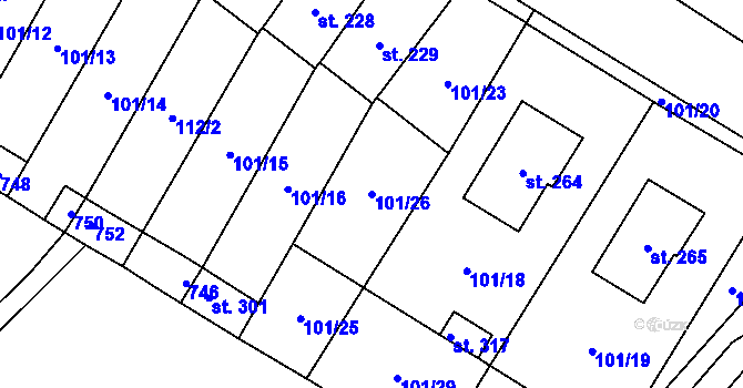 Parcela st. 101/26 v KÚ Cerekvice nad Loučnou, Katastrální mapa