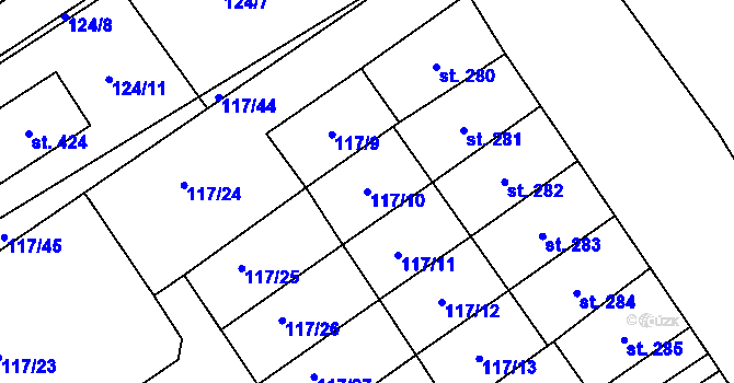 Parcela st. 117/10 v KÚ Cerekvice nad Loučnou, Katastrální mapa