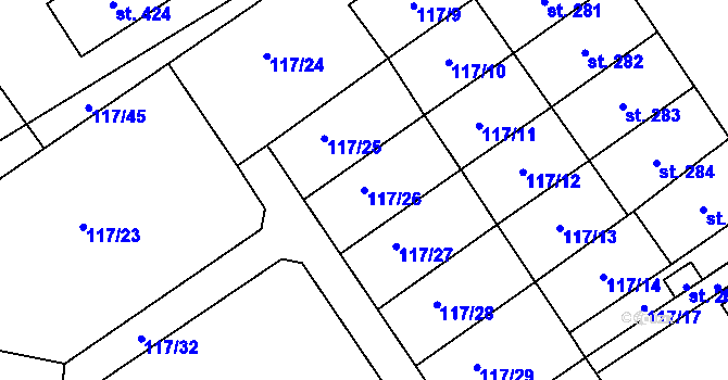 Parcela st. 117/26 v KÚ Cerekvice nad Loučnou, Katastrální mapa