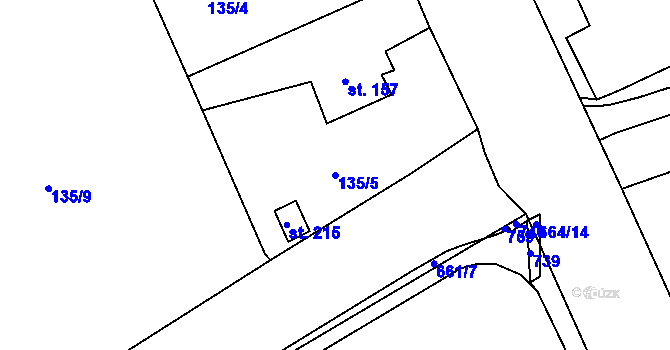 Parcela st. 135/5 v KÚ Cerekvice nad Loučnou, Katastrální mapa