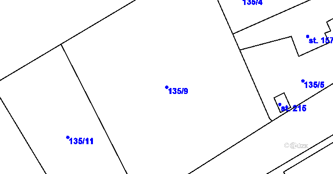 Parcela st. 135/9 v KÚ Cerekvice nad Loučnou, Katastrální mapa