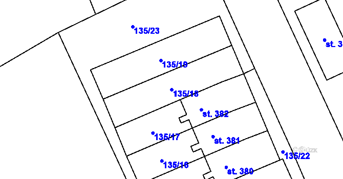 Parcela st. 135/18 v KÚ Cerekvice nad Loučnou, Katastrální mapa