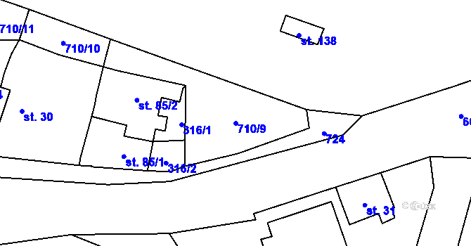 Parcela st. 710/9 v KÚ Cerekvice nad Loučnou, Katastrální mapa