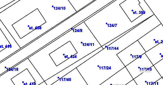 Parcela st. 124/11 v KÚ Cerekvice nad Loučnou, Katastrální mapa