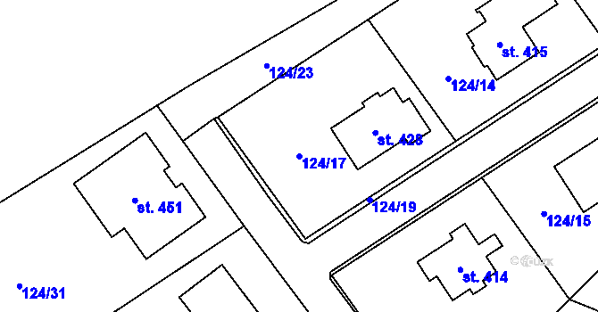 Parcela st. 124/17 v KÚ Cerekvice nad Loučnou, Katastrální mapa