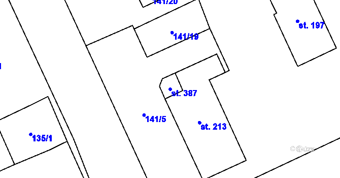Parcela st. 387 v KÚ Cerekvice nad Loučnou, Katastrální mapa
