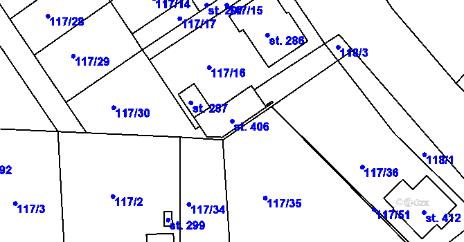 Parcela st. 406 v KÚ Cerekvice nad Loučnou, Katastrální mapa