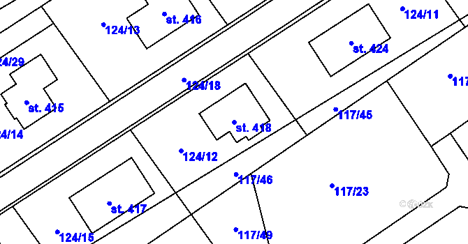 Parcela st. 418 v KÚ Cerekvice nad Loučnou, Katastrální mapa