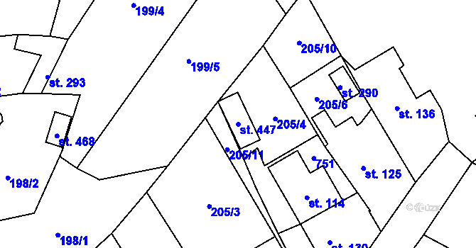 Parcela st. 447 v KÚ Cerekvice nad Loučnou, Katastrální mapa