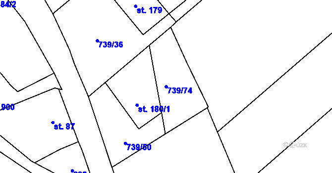 Parcela st. 739/74 v KÚ Pekla, Katastrální mapa