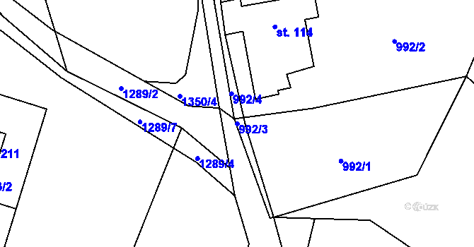 Parcela st. 992/3 v KÚ Pekla, Katastrální mapa