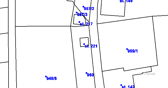 Parcela st. 221 v KÚ Pekla, Katastrální mapa