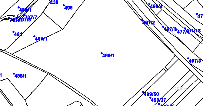 Parcela st. 499/1 v KÚ Řídký, Katastrální mapa