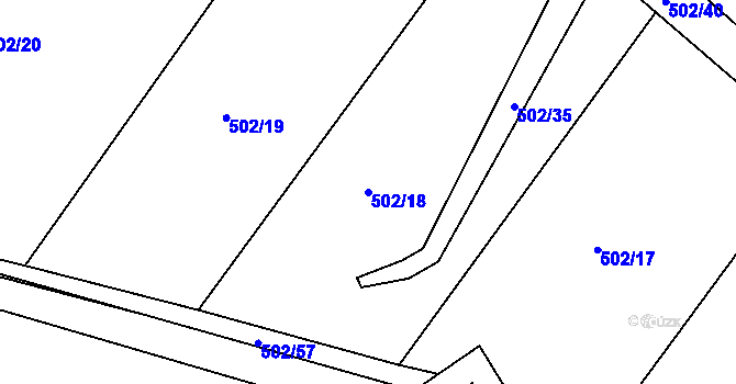 Parcela st. 502/18 v KÚ Řídký, Katastrální mapa