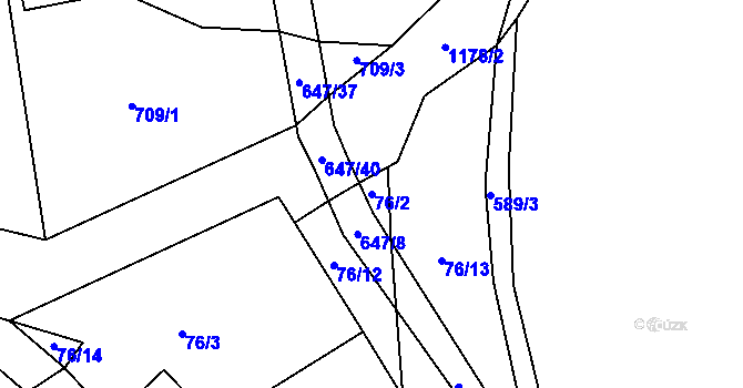 Parcela st. 76/2 v KÚ Cerekvička, Katastrální mapa
