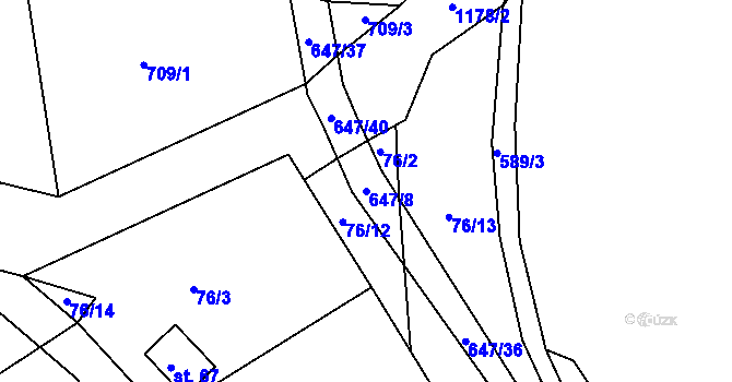 Parcela st. 647/8 v KÚ Cerekvička, Katastrální mapa