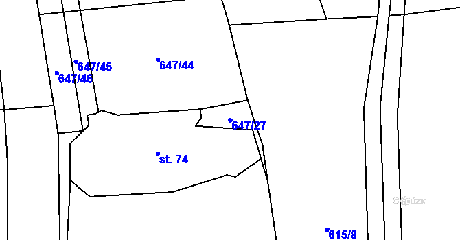 Parcela st. 647/27 v KÚ Cerekvička, Katastrální mapa