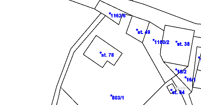 Parcela st. 78 v KÚ Cerekvička, Katastrální mapa