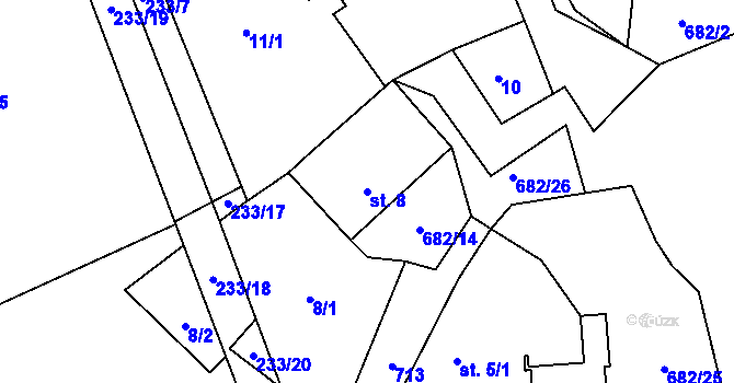 Parcela st. 8 v KÚ Rosice u Cerekvičky, Katastrální mapa