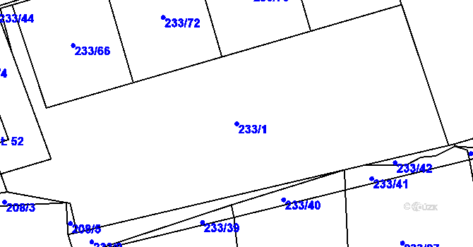 Parcela st. 233/1 v KÚ Rosice u Cerekvičky, Katastrální mapa