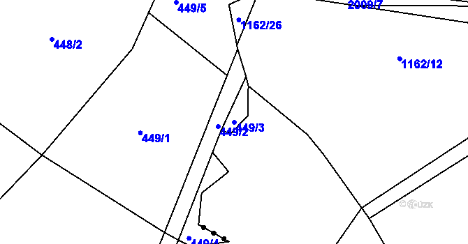 Parcela st. 449/3 v KÚ Rosice u Cerekvičky, Katastrální mapa