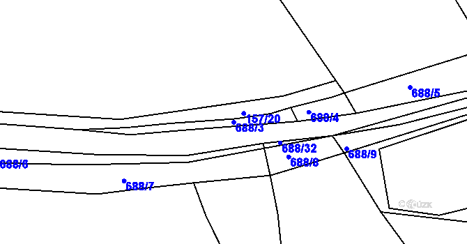 Parcela st. 688/3 v KÚ Rosice u Cerekvičky, Katastrální mapa