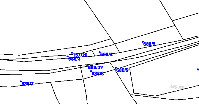 Parcela st. 688/4 v KÚ Rosice u Cerekvičky, Katastrální mapa