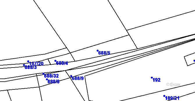 Parcela st. 688/5 v KÚ Rosice u Cerekvičky, Katastrální mapa