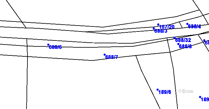 Parcela st. 688/7 v KÚ Rosice u Cerekvičky, Katastrální mapa