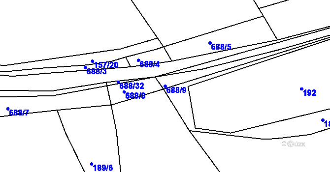 Parcela st. 688/9 v KÚ Rosice u Cerekvičky, Katastrální mapa